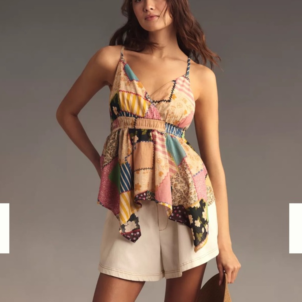 New: Anthropologie Pilcro Patchwork Top. Size Medium